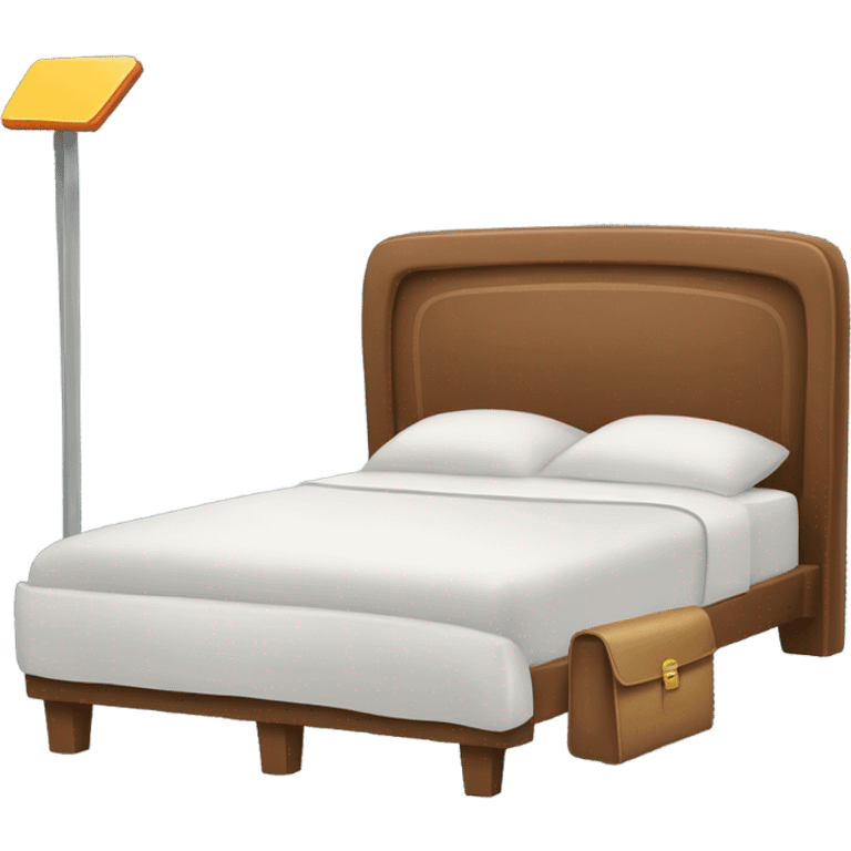 Bed with luggage tag emoji