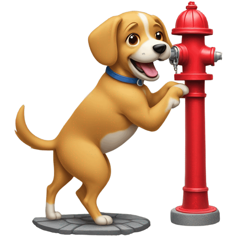 Dog peeing on fire hydrant emoji