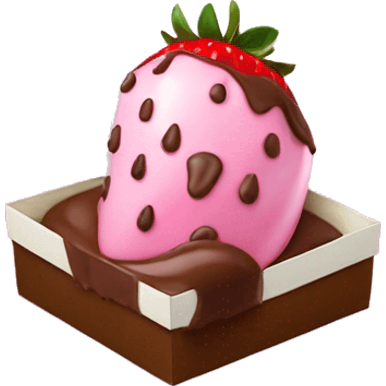 Pink chocolate-covered strawberries dessert in the gift box  emoji