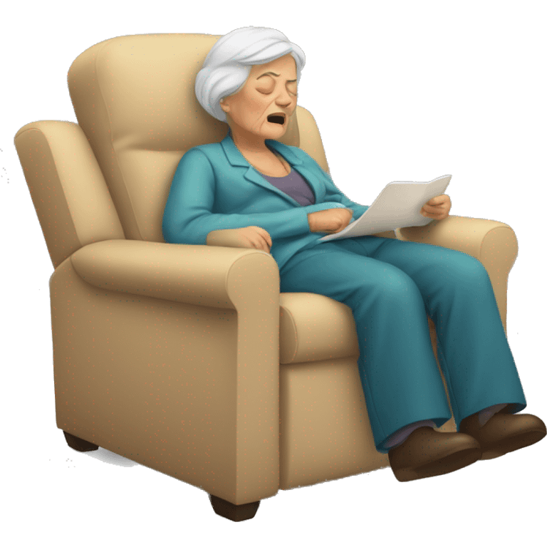 Old woman snoring in recliner emoji