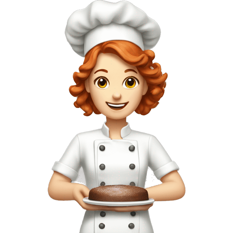 A redhead pastry chef making a cake emoji