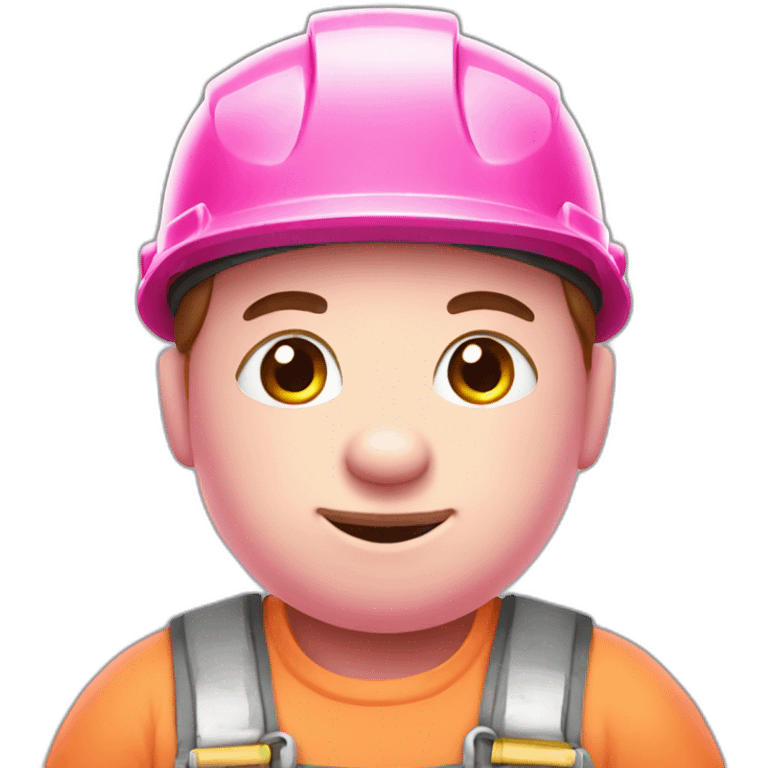 cute pink bear construction worker emoji