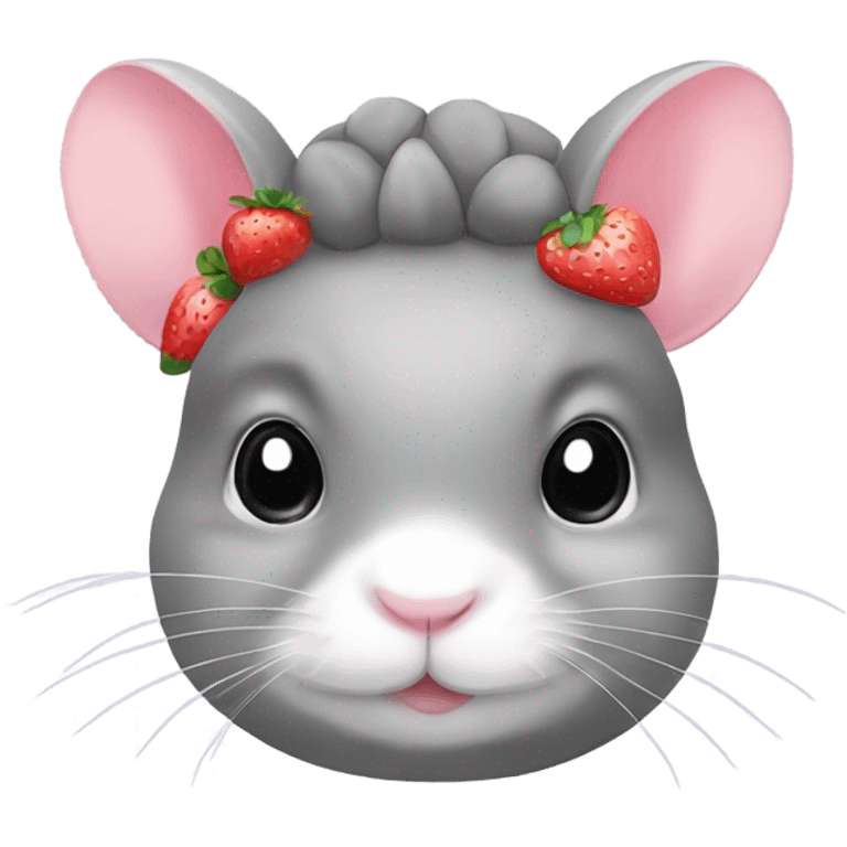 chinchilla with strawberry and pastel bow on its head￼ emoji