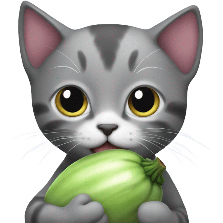 Kitten holding eggplant emoji