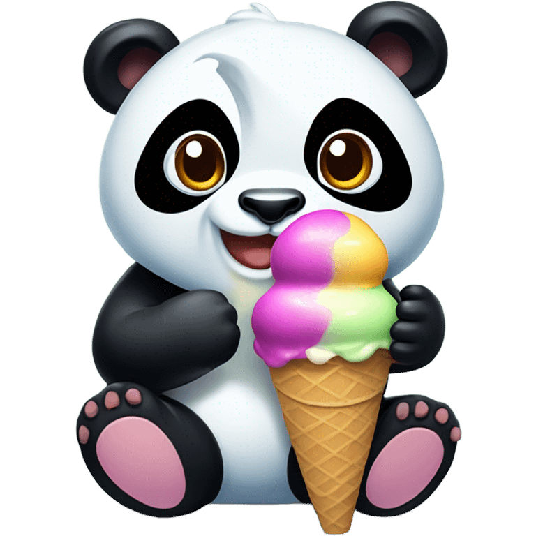 Panda eating ice cream emoji