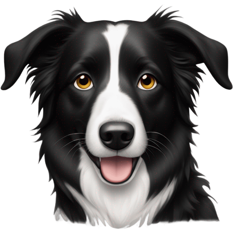 Border collie black half and white half face emoji