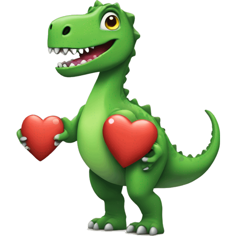 dinosaure holding a heart emoji