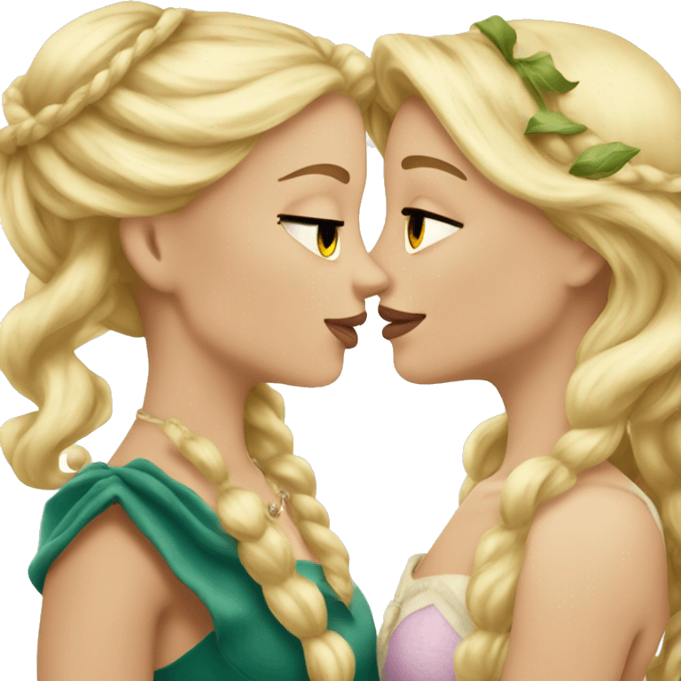 2 women princesses couple blonde kiss emoji