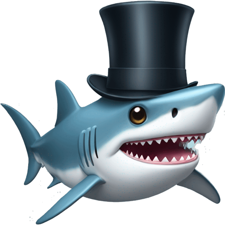 Shark with a top hat emoji