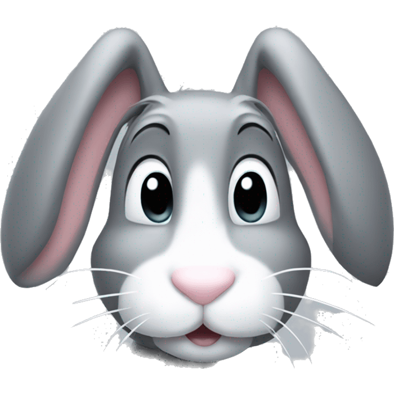 Grey Bunny with round white nose and white in the ears emoji