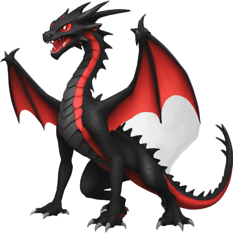 cool edgy black and red Dark-type dragon Pokémon full body emoji