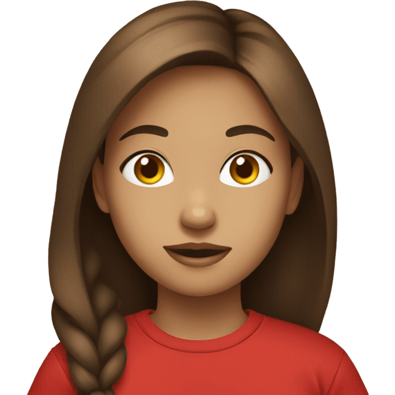 Girl brown t-shirt red emoji