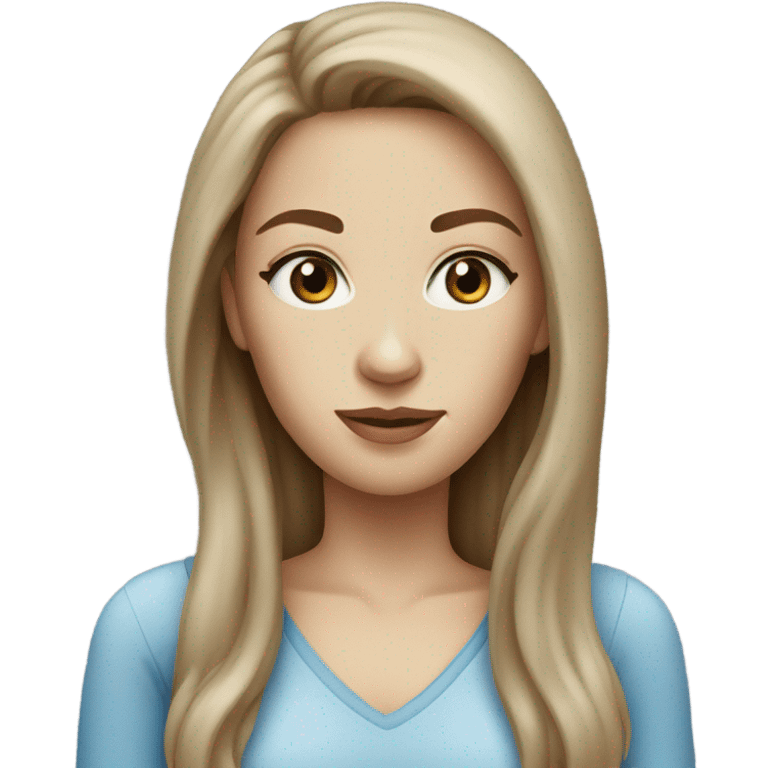 White woman blue eyes long brown hair emoji