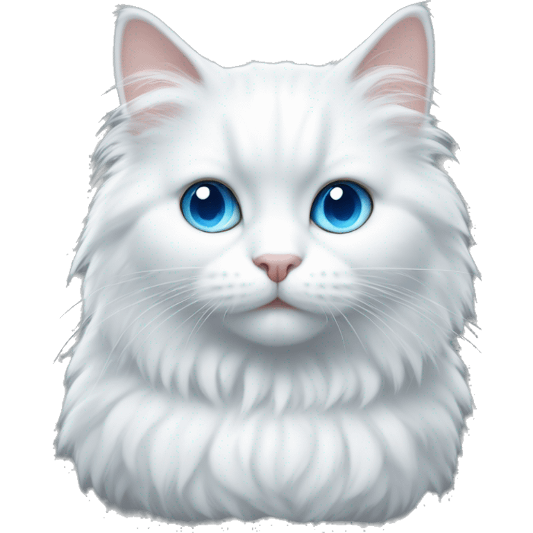 white cat fluffy with blue eyes emoji