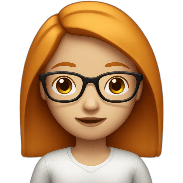 ginger girl long straight hair and with glasses emoji