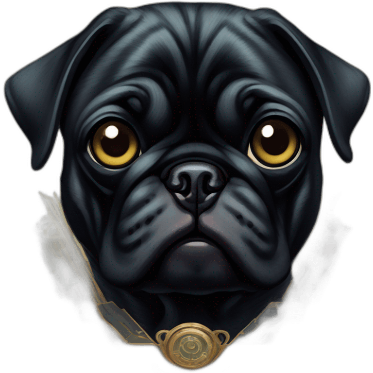 A cyberpunk black pug in Art Nouveau style during 1910 emoji