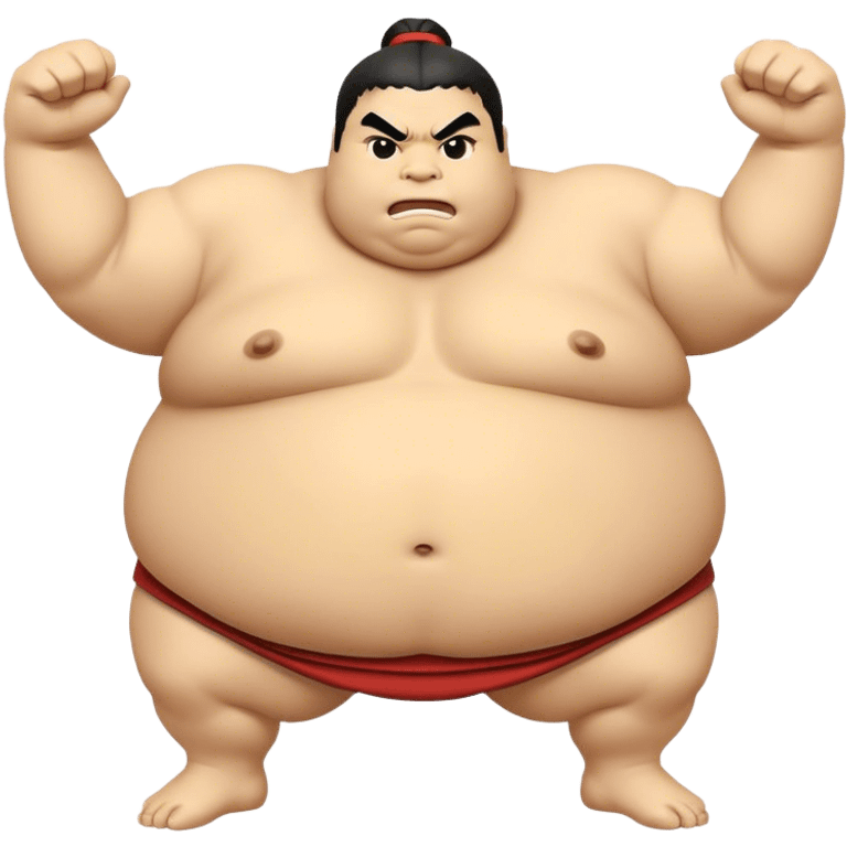 Cinematic Realistic Sumo Wrestling Emoji, depicted as an intense sumo match featuring powerful wrestlers in traditional mawashi, rendered with rich textures and dynamic dramatic lighting that captures the raw intensity of the sport. emoji