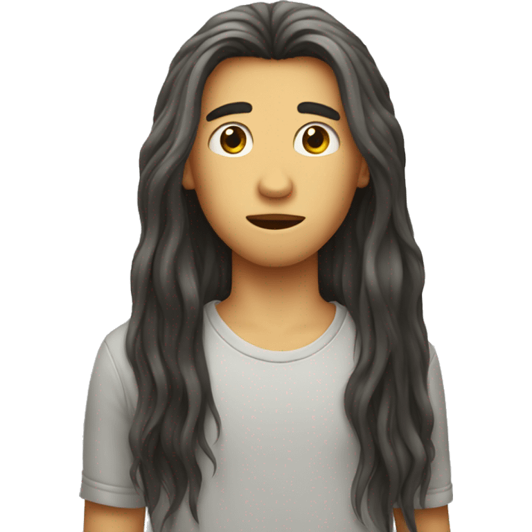 long hair boy with insecurities emoji