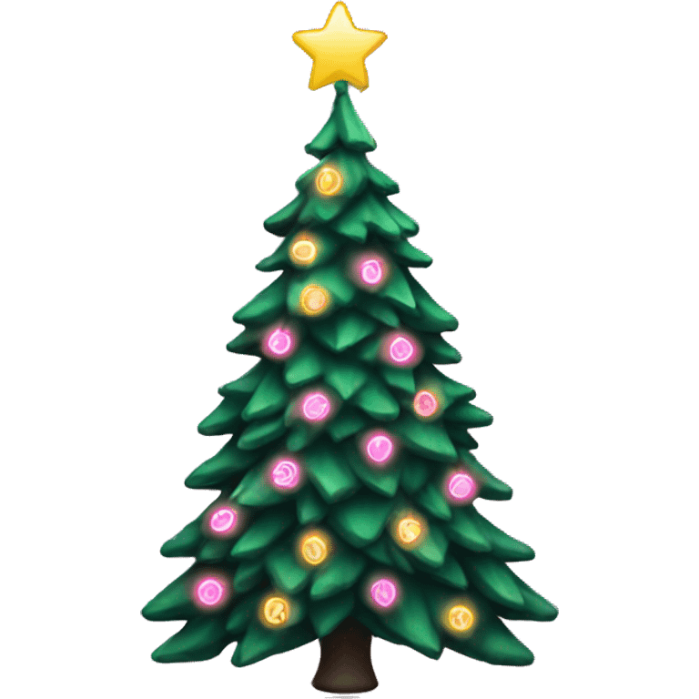 Green New year tree with pink lights emoji