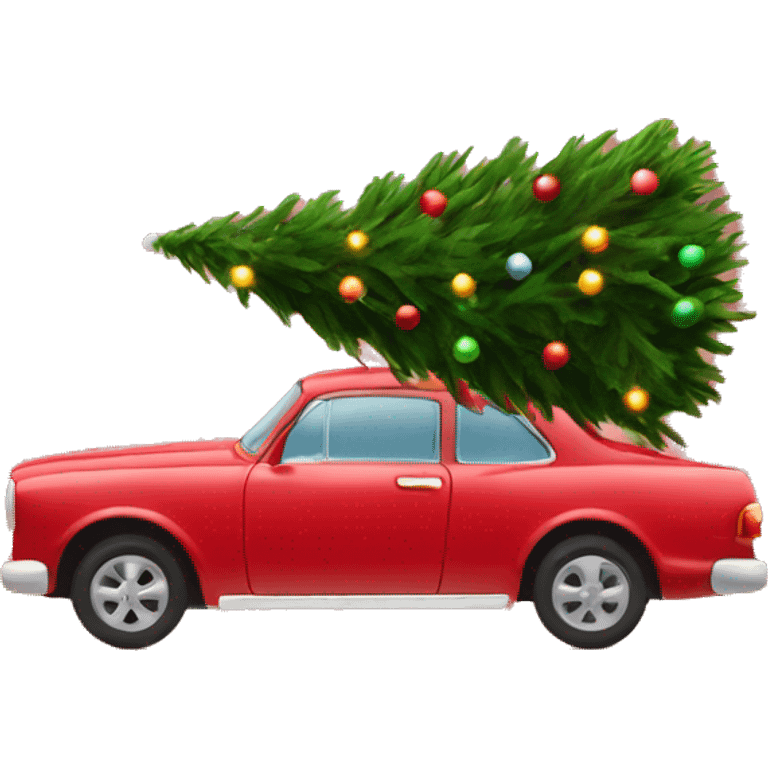 Christmas red Car with Christmas Tree  emoji