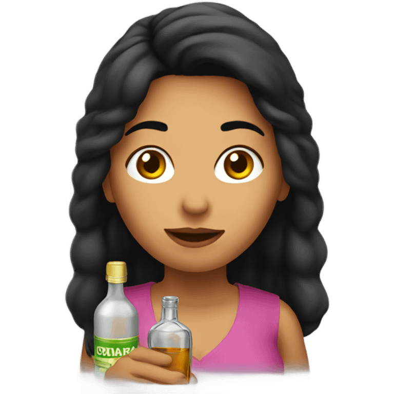 Hispanic woman taking liquor shot emoji