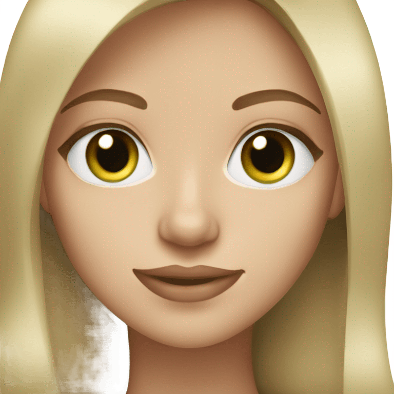 woman with green eyes and straight dark blond hair and beautiful lashes emoji