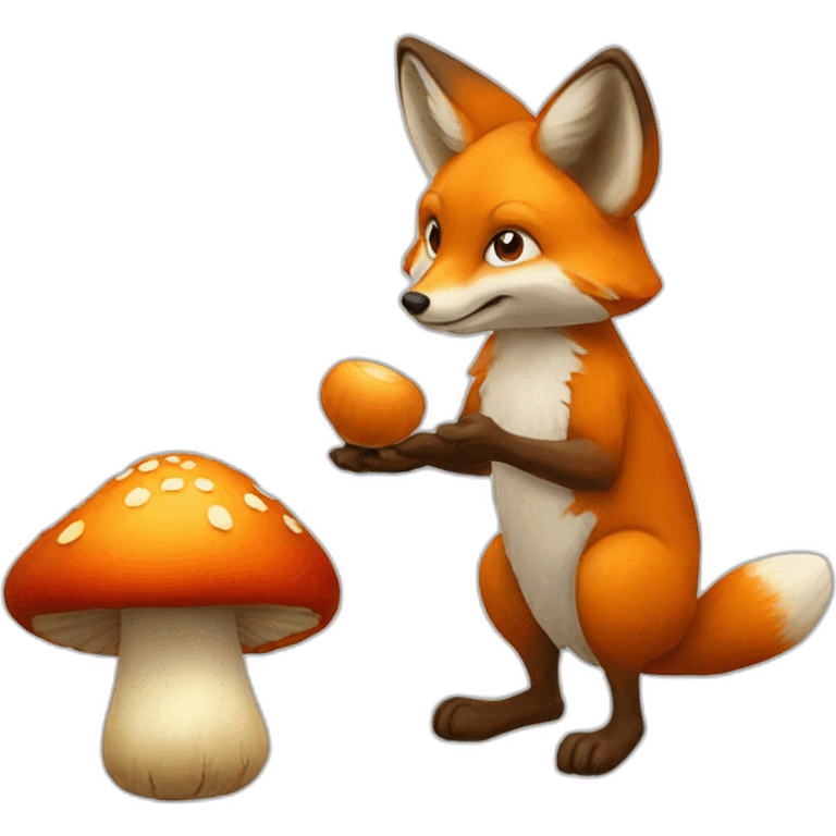 Renard sur un champignon emoji