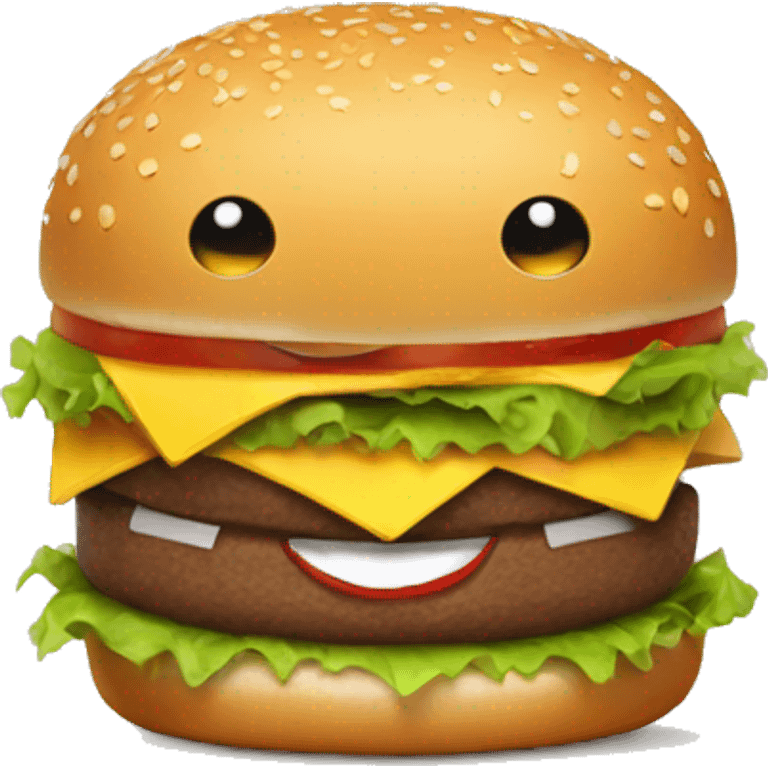 Happy with a burger emoji