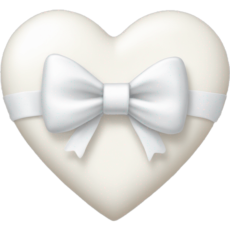 A white milk heart with a white bow emoji