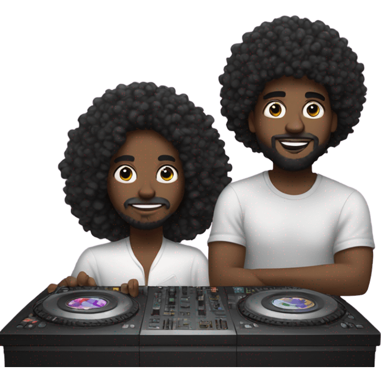 Black dude with curly fro and beard dj emoji