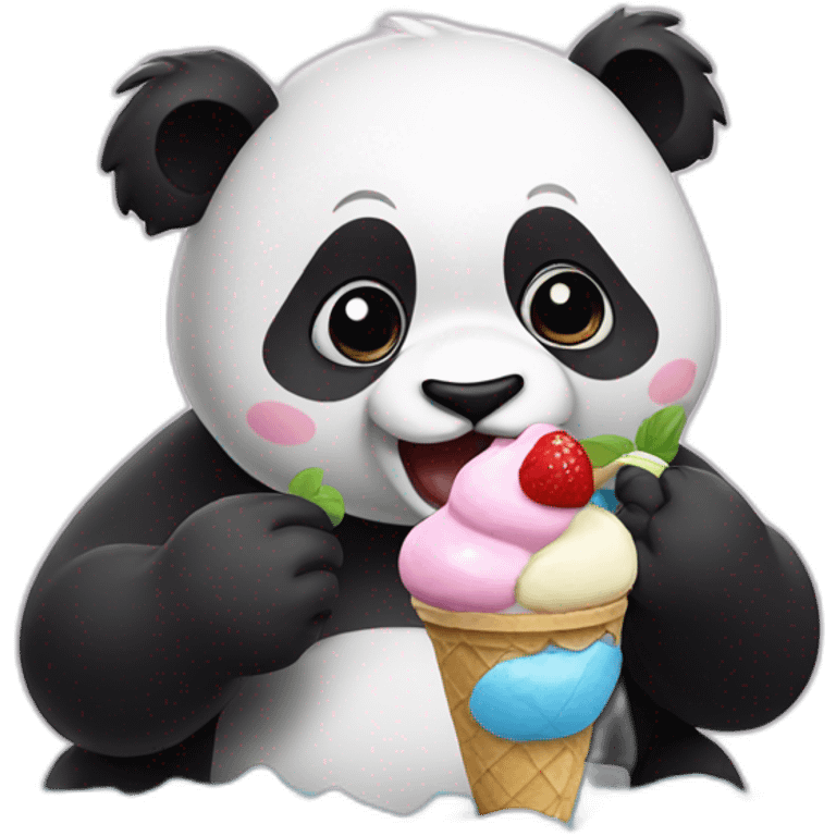 Panda eating ice cream emoji