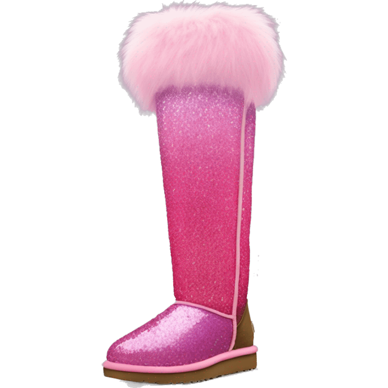 Ombre Pink Ugg Boots with Pink Fur and Glitter emoji