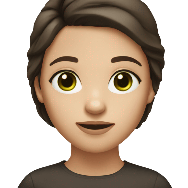 Girl with green eyes dark brown hair and pail skin  emoji