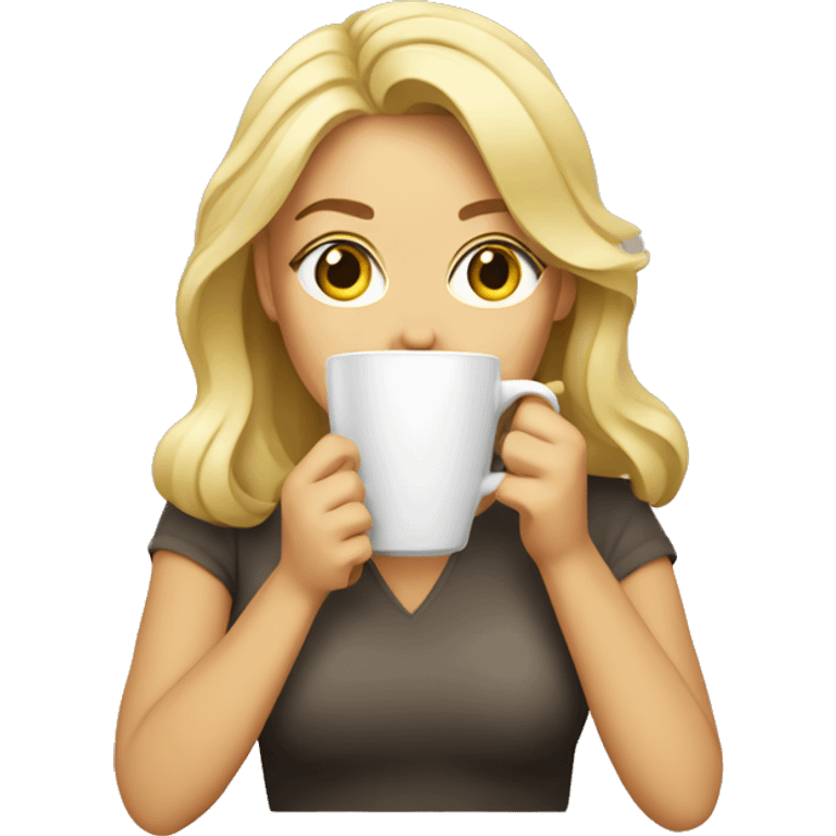 A blonde woman drinking coffee emoji