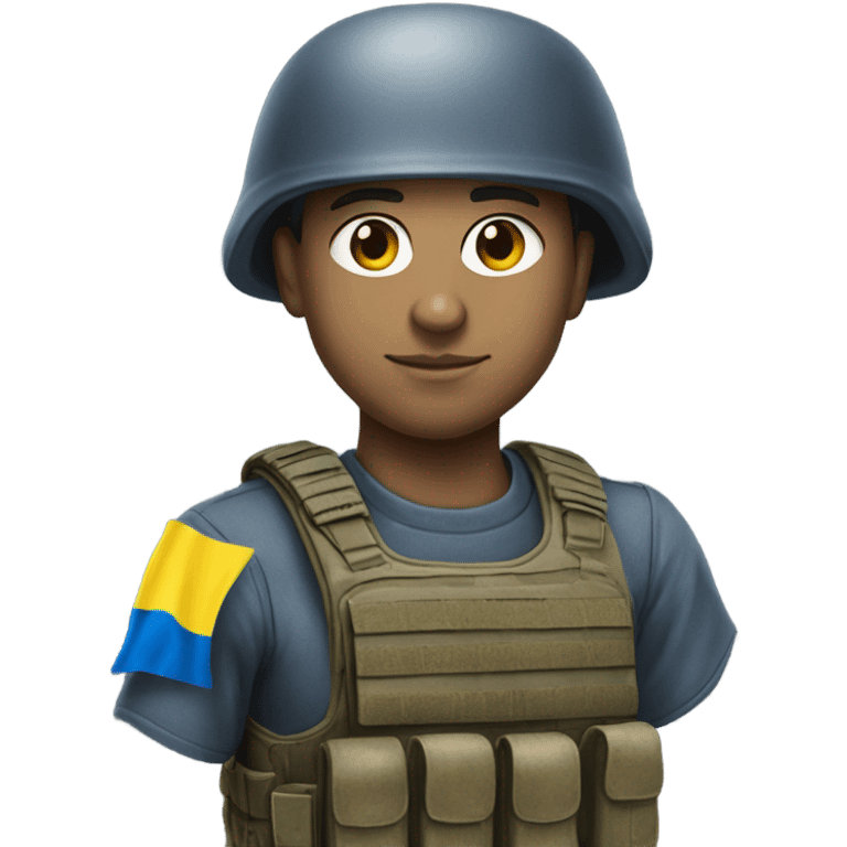 super realistic soldier with Ukrainian flag emoji