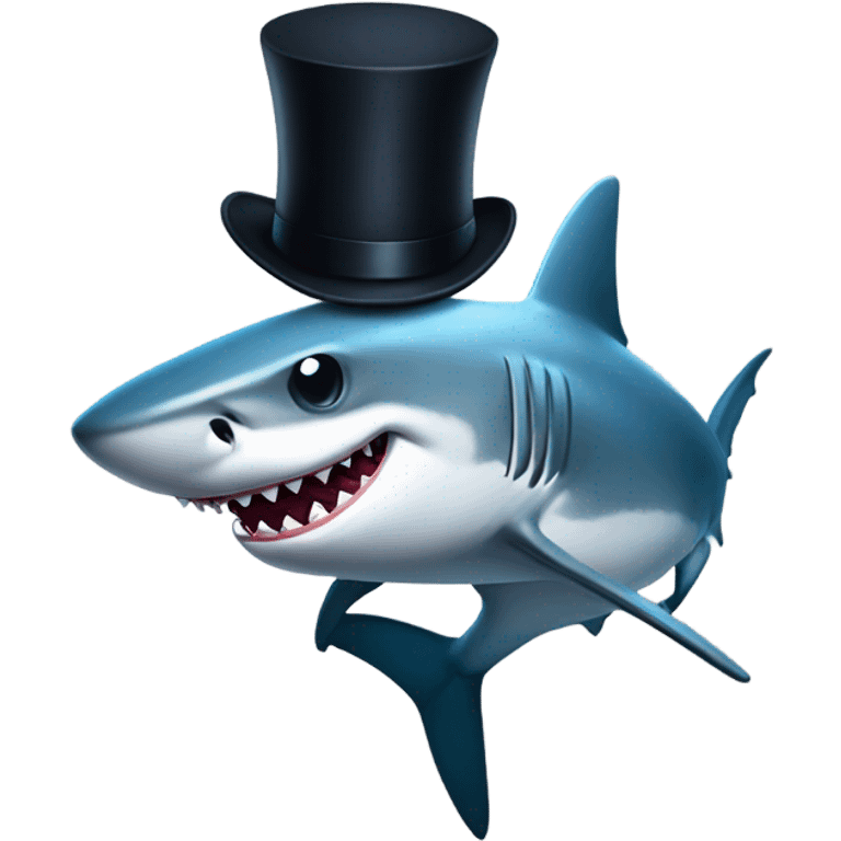 Shark with a top hat emoji