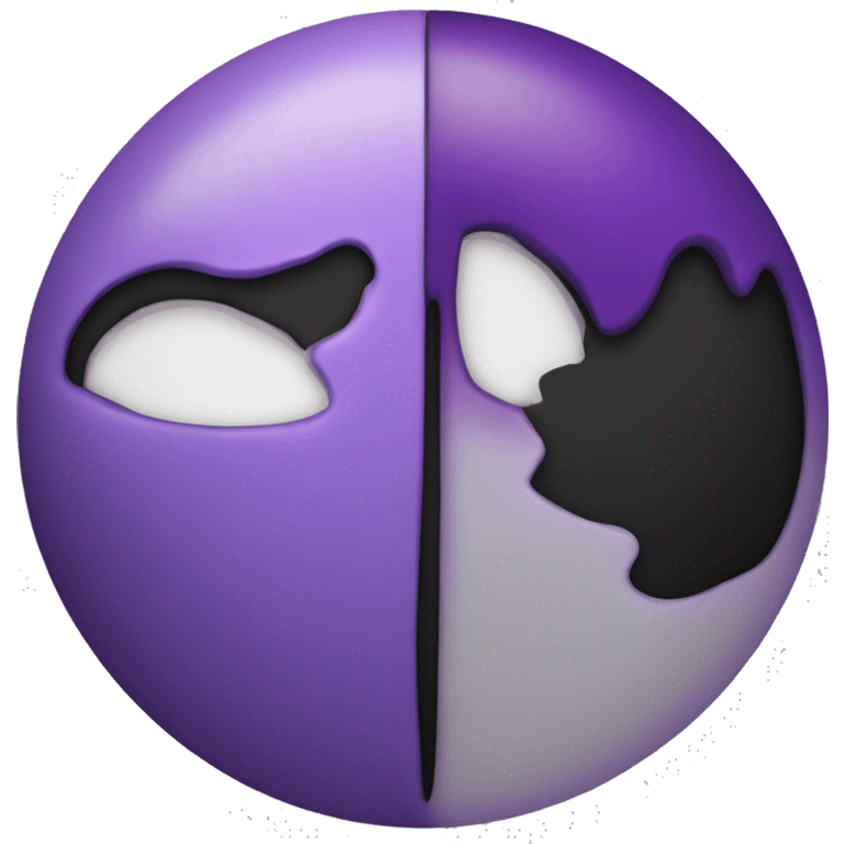 A hearth, left side is purple paint, right side is black paint,in between a light fusion turning to purple emoji