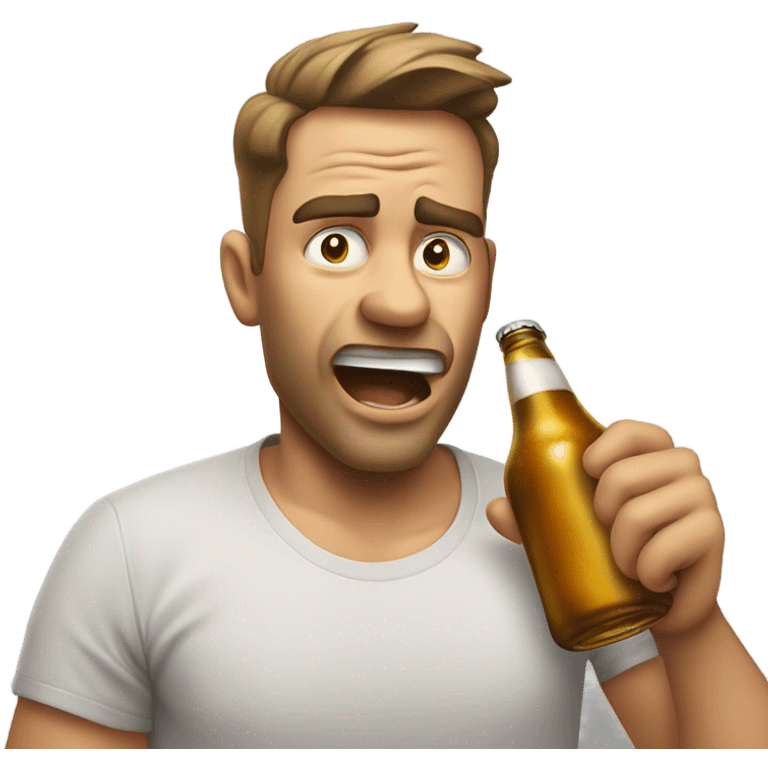 A man chugging beer angrily emoji