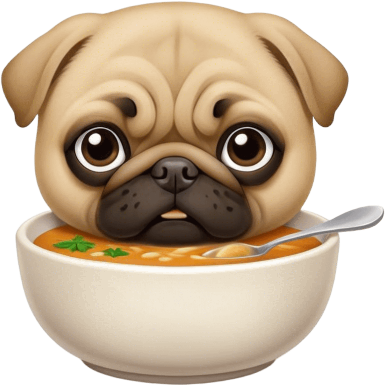 make a pug eating soup emoji