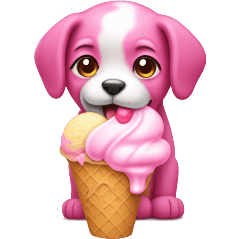 Pink puppy eating ice cream  emoji