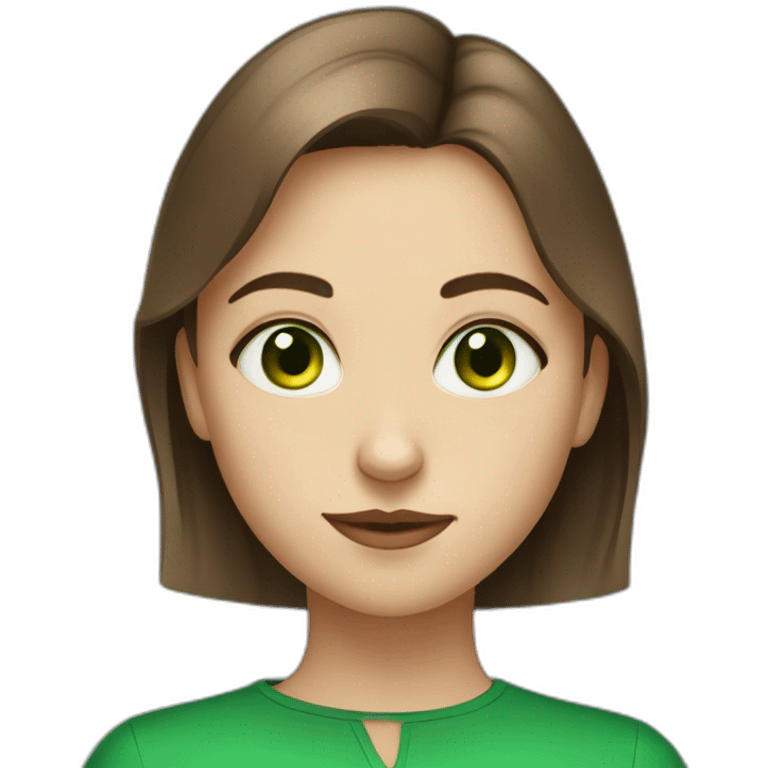 belarussian girl wirh very short brown hair piercing in nose and green eyes emoji