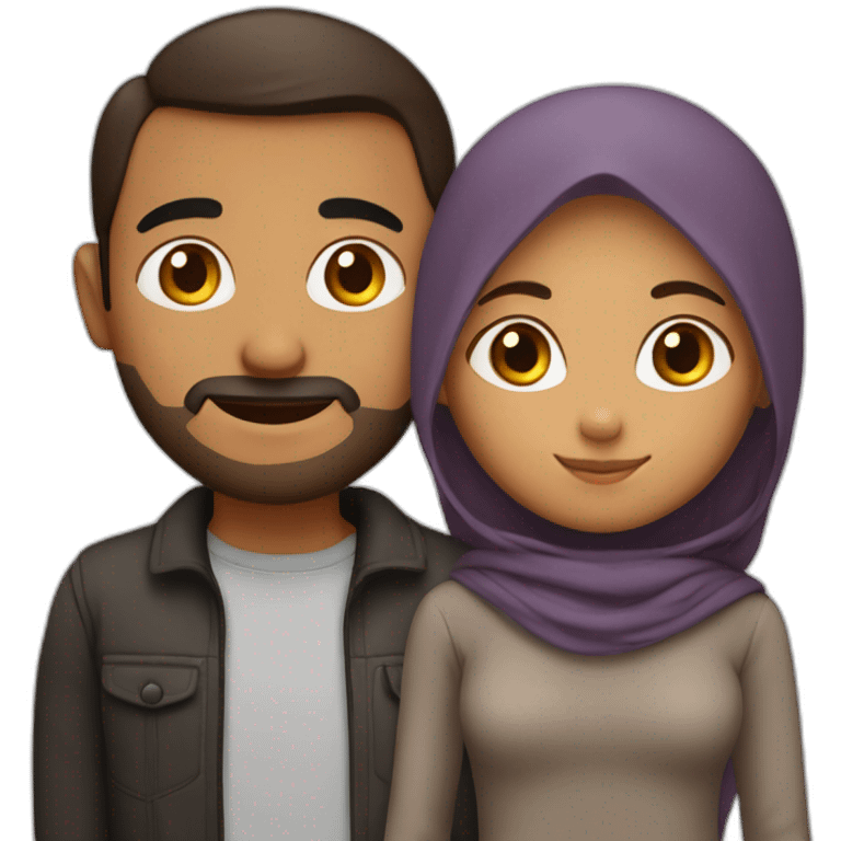 mom, dad, girl, and boy, medium brown skin, dark hair, only the mom is wearing hijab emoji