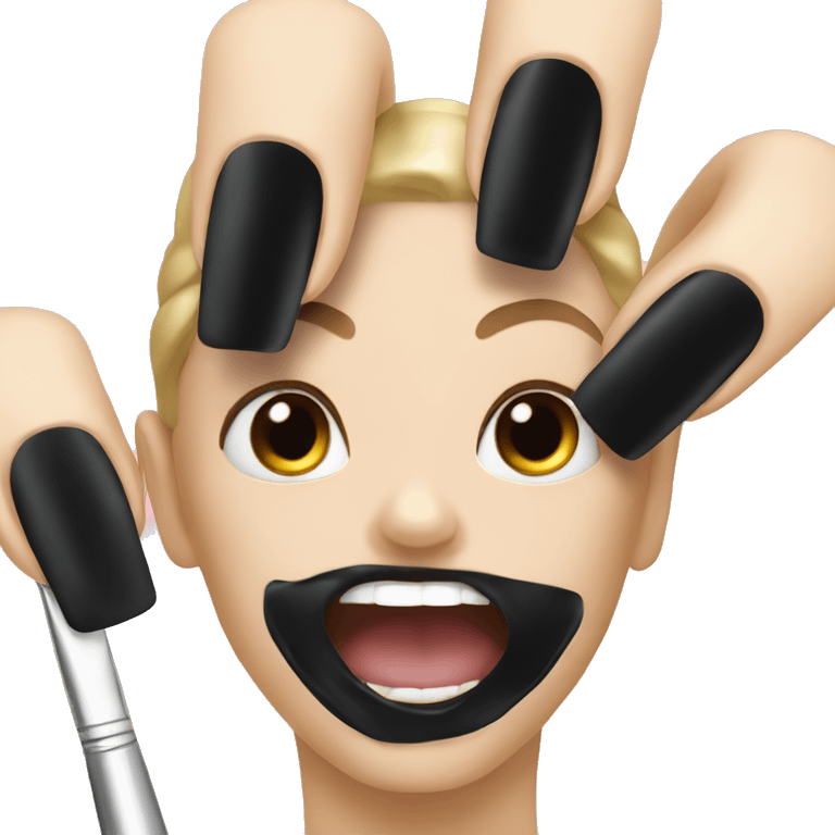 Black nails with brush emoji