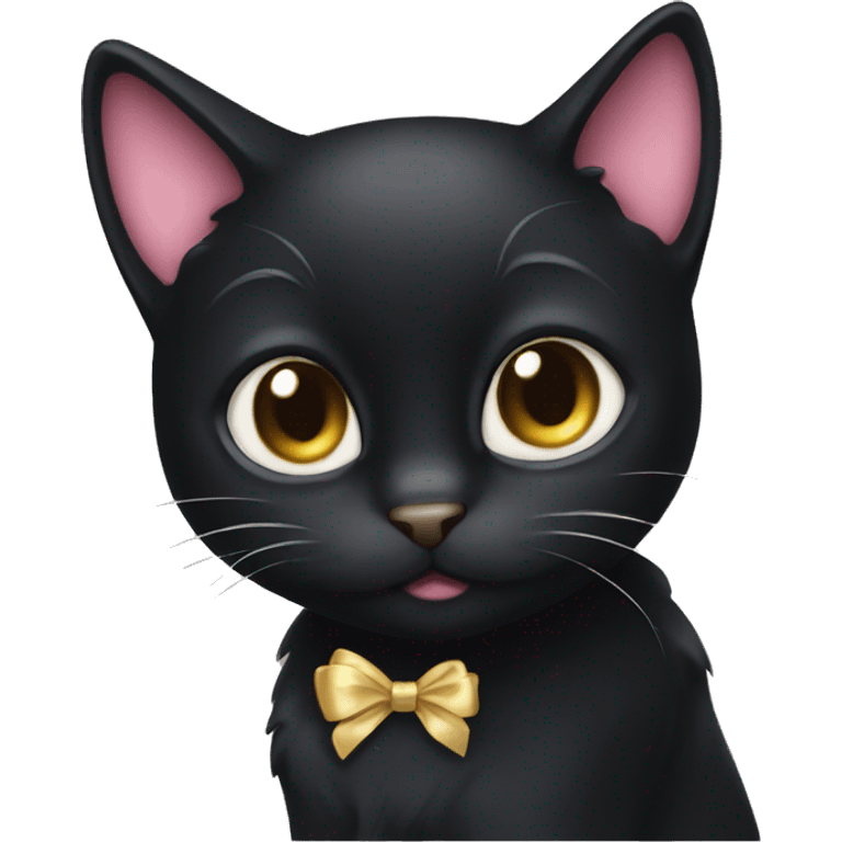 Black cat with bow  emoji