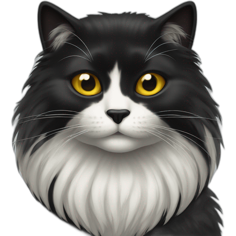 super long fur black cat with glass  emoji