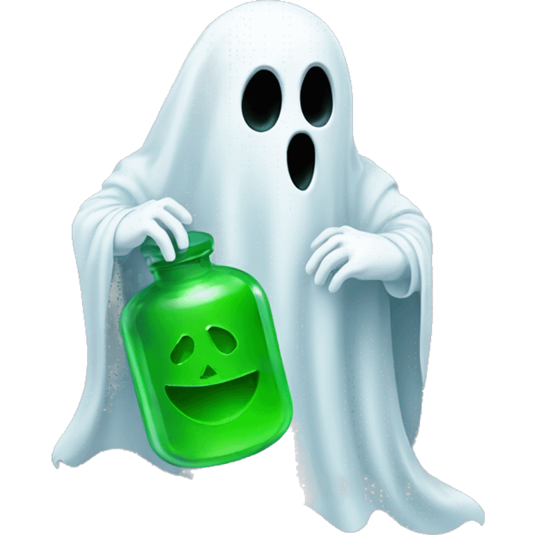 ghost holding green pill emoji