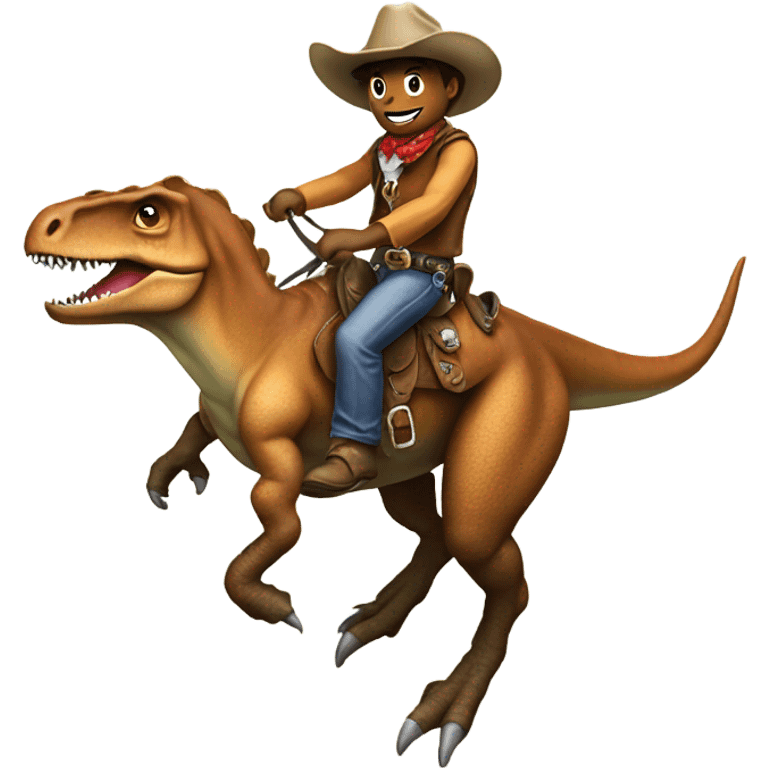 T rex dinosaur riding a pony with a cowboy hat on emoji