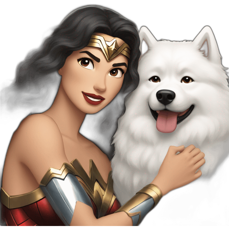 Wonder Woman with a Samoyed emoji