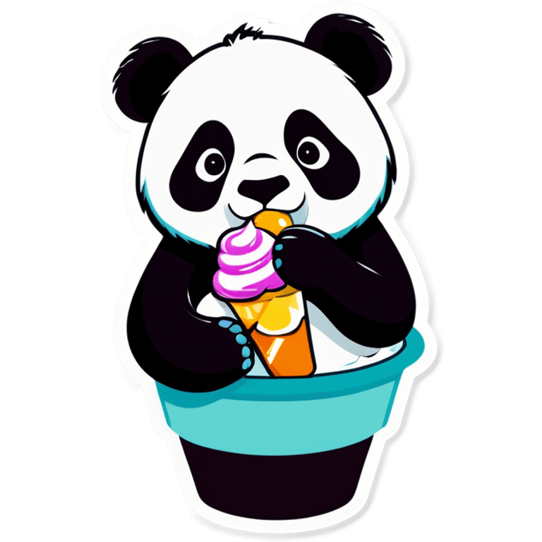 Panda eating ice cream emoji