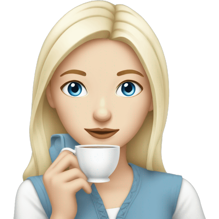 Blue eyed white Girl sipping tea emoji